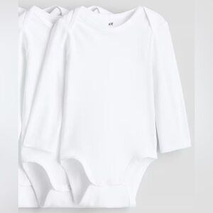 H&M Classic White Long Sleeve Bodysuit L